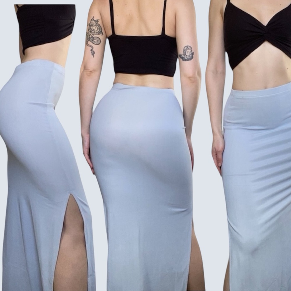 Vintage Diamond’s USA Baby blue midi slit skirt